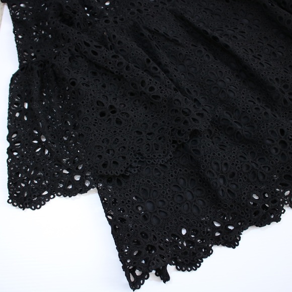 ❗️Black Trumpet Sleeve Eyelet Lace Dress - Picture 7 of 8